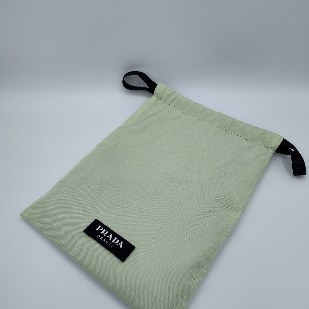 PRADA Beauty Reversible Drawstring Bag Black Mint Green Travel Pouch AUTHENTIC